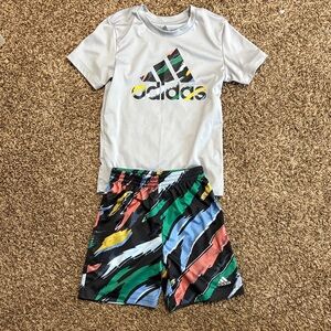 Adidas Kids Multicolor Graphic Tee and Shorts Set